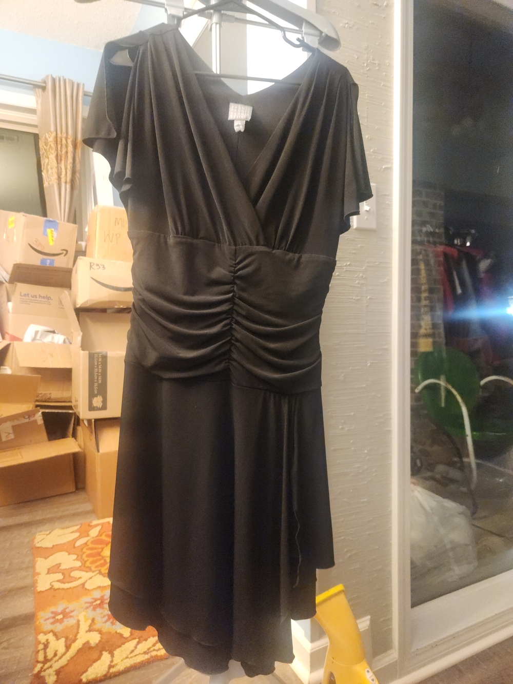 Rabbit Rabbit Rabbit Black V-Neck Ruched High-Low Dress